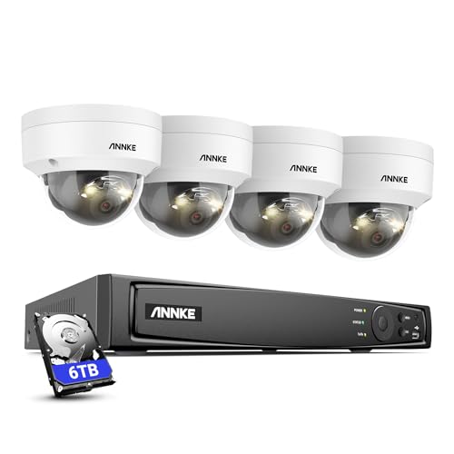 ANNKE 12MP Home Security Camera System, 4X 12 Megapixel UHD PoE IP Cameras Wired, 8CH H.265+ NVR with 6TB HDD for 24/7 Surveillance Outdoor/Indoor, Smart Dual Light, Motion Detection, IP67