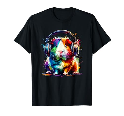 Colorful Splash Art Headphones Guinea Pig Lover Guinea Pigs T-Shirt