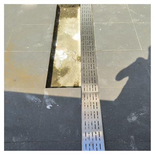 Caniveau robuste en acier inoxydable H8xL4cm pour drainage extérieur