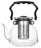 Uniware Pyrex glass Teapot with Filter, 2200ml, Clear