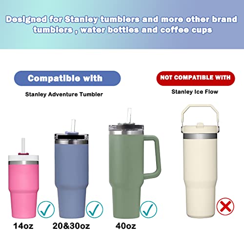 HEYSKAY Reusable Drinking Straws Compatible with Stanley Quencher Adventure 20 30 40oz with 2 Straw Brushes, 6 Pcs Replacement Clear Plastic Straw for Stanley and Other Tumbler Cup