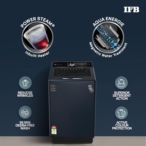 Image of IFB 10 Kg 5 Star AI Powered Fully Automatic Top Load Washing Machine (TL S4RBS 10.0 Kg Aqua, Sparkle Silver, 2X Power Steam, 4 Years Comprehensive Warranty)