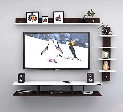 Image of Anikaa Sunray Engineered Wood Wall Mount TV Unit /TV Stand /Wall Set Top Box Stand /TV Cabinet /TV Entertainment Unit (Wenge /White)(Ideal for Upto 50 inch)(D.I.Y)