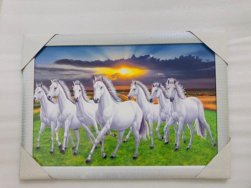 Generic Running Horses Photo Frame Decoration Office Gift Item Wall decoration Painting Pack Of 1 (Blue Color), Medium, LNESRH2302240018