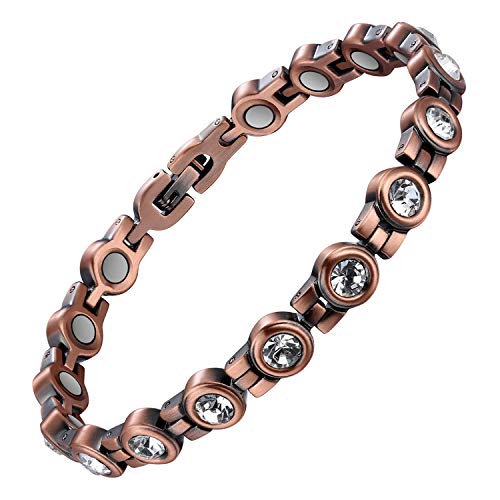 Jecanori Copper Bracelet for Women Magnetic Therapy Bracelet for Arthritis Pain Relief and Carpal Tunnel Migraines Tennis Elbow Health Healing Crystal Bracelets