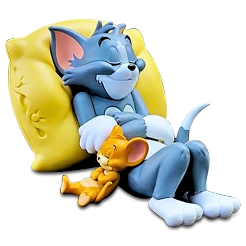 Image of FUNFOB Tom & Jerry Action Figure Height - 8cm Car Dashboard Accessorie Table Top Collectible PVC Multicolour | Tom & Jerry Sleeping