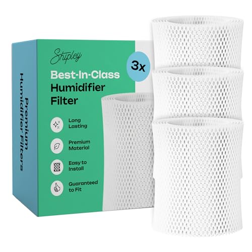 Shipley Humidifier Replacement Filters Compatible with Canopy Bedside & Nursery Humidifier - Wood Pulp Wicking Paper with Dust Pre-Filter Layer Replace Every 6 Weeks 3-Pack