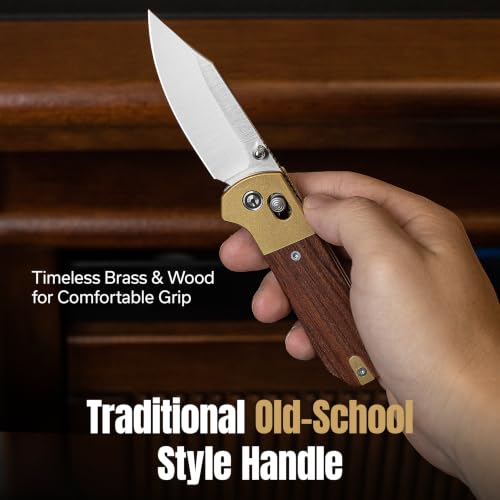 Image of CIVIVI Yonder Clip Point 2.88 inch 14C28N Pocket Knife EDC Wood /Brass C25026-1 | Ambidextrous Carry, Smooth Action, Pocket-friendly, Crossbar Lock Mechanism