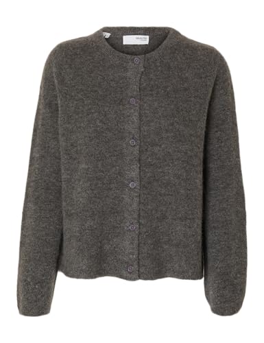 SELECTED FEMME Slflulu New Ls Knit Cardigan Noos, Medium Grey Melange, S