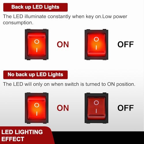Image of Nilight 12V 24V Rocker Switches Red LED Lighted 5PCS | 4 Pin 2 Position ON Off Toggle Switch KCD4 DPST for Car Automotive Truck Boat Marine Off-Road Vehicle