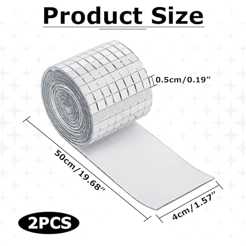3200 Stück Spiegel Mosaik Selbstklebend,Discokugel Klebestreifen,Selbstklebende Mini Spiegel,Selbstklebend Echt Quadratisch Glas,Mosaikfliesen Aufkleber 5 X 5 Mm Glas Für Ktv Hause Diy