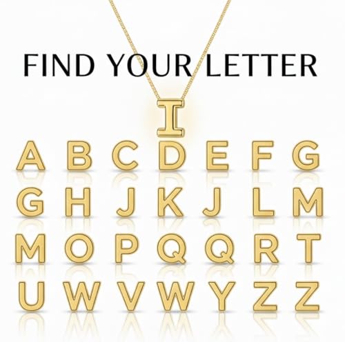 Image of Personalized Bubble Letter Initial Necklace, 14K Gold Plated, Dainty Pendant for Women, Trendy Gold Jewelry