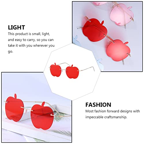 Sewacc 37291HZ14H Apple Sunglass Apple Shaped Sunglasses Transparent Tinted Candy Color Eyewear Frameless Glasses thumb #3