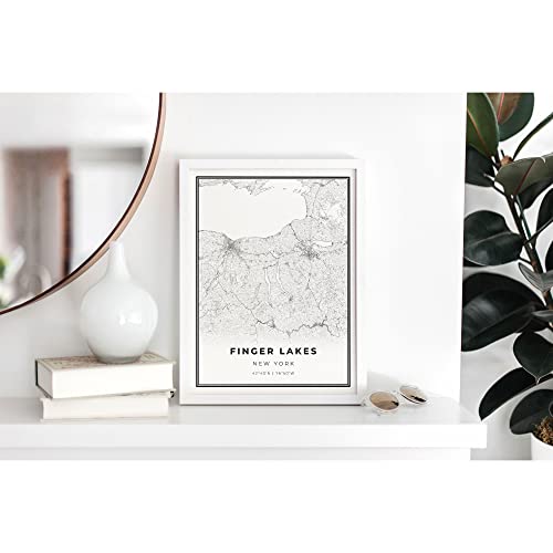 Skanndi Finger Lakes Map Print, New York Ny Usa Map Art Poster, Modern Wall Art, Street Map Artwork 11X14 #TOP3