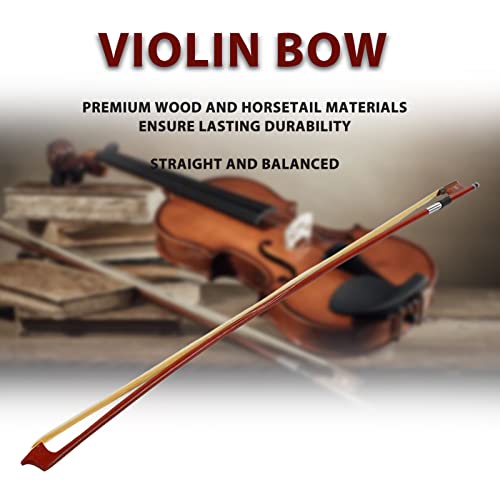 Arco de Violino de Crina de Cavalo, Mandril de Arco de Violino Reto para Prática (4/4)