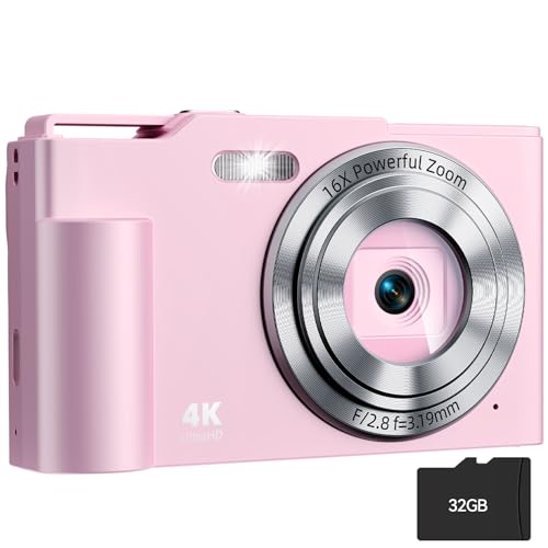 Krlun 48MP FHD 4K Digital Camera with 16X Zoom, 32GB