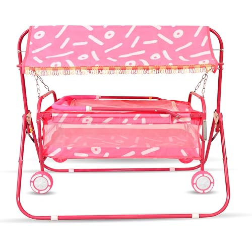 Image of AVANI METROBUZZ Baby Folding Cradle Swings Jhula Palna Comfortable Sleep with Mosquito Net for 0-15 Months Infant & Toddlers Newborn Babies