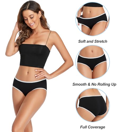 Women's Underwear Cotton Mid Rise Hipsters Full Coverage Panties Breathable Ladies Underwear 6 Pack3