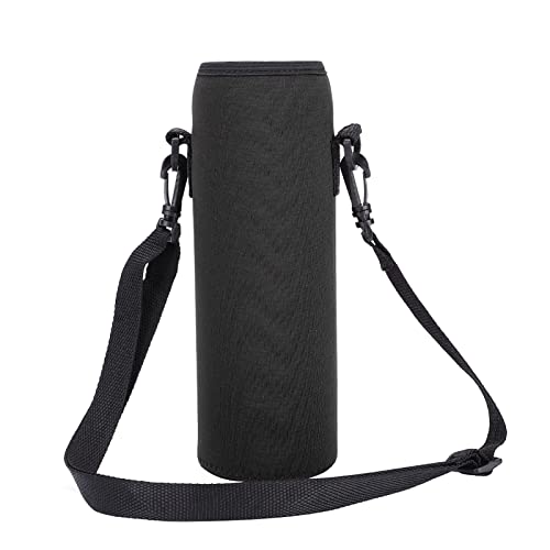 VGEBY Funda para Botella de Agua, Bolsa de Neopreno para Botella de Agua para Deportes Al Aire Libre, Bolsa Térmica para Botella de Agua, Funda a Prueba de Escaldaduras con Correa (Negro)