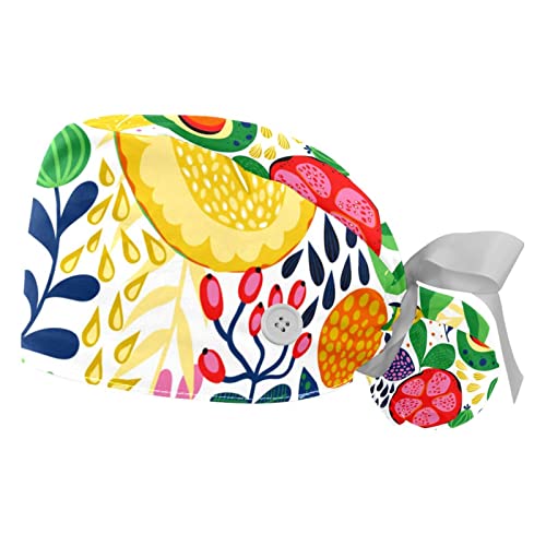 Casquettes de travail anti-transpiration JDEZ avec bandeau absorbant et motifs fruits d'été