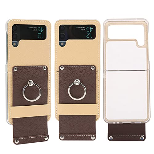 Étui en cuir pour Samsung Galaxy Z Flip 4 et Flip 3 couleur auburn style business antichoc
