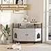 PETSITE Corner Cat Litter Box Enclosure, Litter Box Corner Cabinet with 2 Entrances, Open Shelf, and Double Doors, Industrial/Modern Style Hidden Litter Box Furniture for Cat Kitty (White)