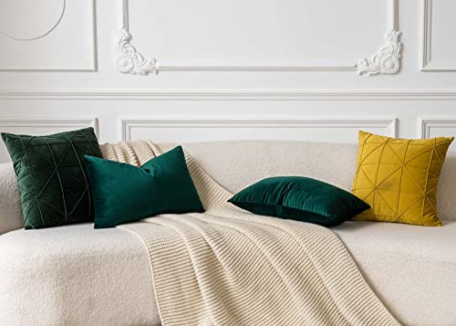Image of JUSPURBET Dark Green Throw Pillow Covers Set of 2 Decorative Velvet Pillow Covers for Couch Sofa Bed Soft Lumbar Cushion Covers with Invisible Zipper for Living Room Home Decor,14x24 inch