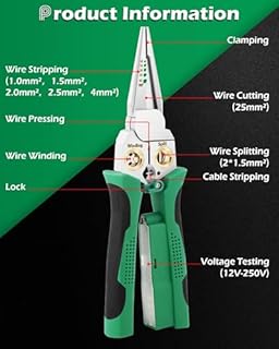 FAITIO 8 In 1 Wire Stripper with Voltage Tester, Wire Strippers/Crimper with Plier, Cutters, Splitting(12V-250V), Wire Stripping Tools for 10-18 AWG for Professional Electrician & DIY Tool