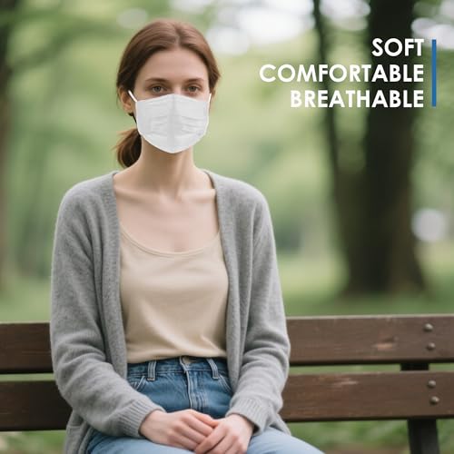 Image of NNPCBT White Disposable Face Masks 125 Pack,3-Ply Breathable Mask For Adults,Great For Outdoors,Home, Office, School
