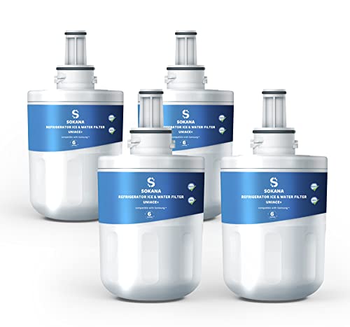 SOKANA TÜV SÜD Certifiés Filtres à eau de Réfrigérateur Remplacement pour Samsung DA29-00003G DA29-00003B DA29-00003A DA29-00003H HAFCU1 | Lot de 4 Cover