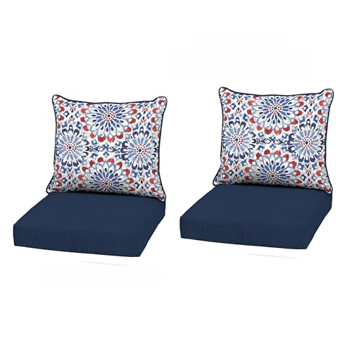 Image of Arden Outdoor Deep Seat Cushion Set, 2-Pack, 22x24, Clark Blue
