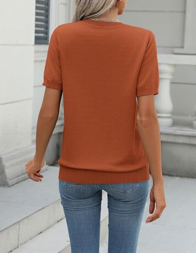 Image of Zeagoo Womens Summer Short Sleeve Tops Crew Neck Lightweight Pullover Sweaters Loose Dressy Casual Blouse Basic Clothes