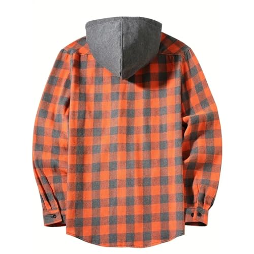 Hoodies for Men Lightweight,Plaid Button Down Sweatshirts Hooded Oversized Hoodie Casual Outerwear Fall Outfits2