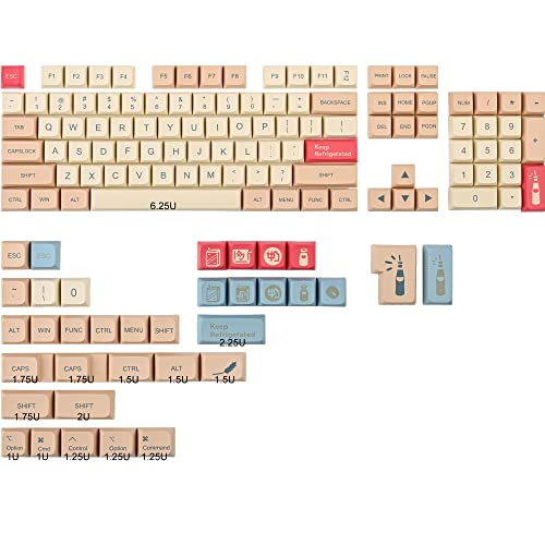 Image of Fogruaden PBT Keycaps 139 Keys Soymilk Keycap Set Dye-Sublimation Custom Keycaps XDA Profile Cute Keycap for Mechanical Keyboard