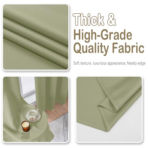 Image of Sage Green Blackout Curtains for Bedroom 78 Inch Length 2 Panels Set, Solid Thermal Insulated Energy Saving Window Curtains for Living Room, Dual Rod Pocket Window Drapes, 2x40Wx78L Inches