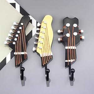 KUNGYO Vintage Guitar Shaped Decorative Hooks Rack Hangers for Hanging Clothes Coats Towels Keys Hats Metal Resin Hooks Wall Mounted Heavy Duty (3-Pack) (Guitar Hook-A) KUNGYO Vintage Guitar Shaped Decorative Hooks Rack Hangers for Hanging Clothes Coats Towels Keys Hats Metal Resin Hooks Wall Mounted Heavy Duty 3 Pack Guitar Hook A