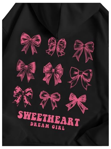 Verdusa Mommy and Me Matching Outfits Bow Letter Graphic Hoodie Lightweight Sweatshirts Cute Preppy Coquette Tops3