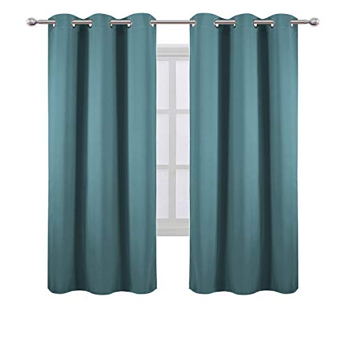 Image of LEMOMO Sea Teal Thermal Blackout Curtains /42 x 72 Inch /Set of 2 Panels Room Darkening Curtains for Bedroom