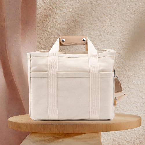 Large Canvas Tote Bag Utility Bag with Adjustable Shoulder Strap Unisex Durable Cotton Messenger Bag for Work Travel