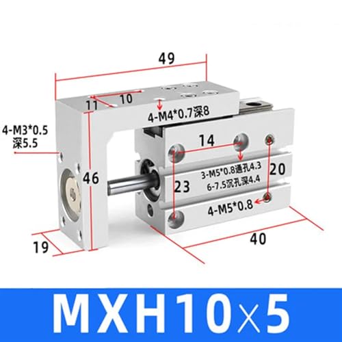 Cilindro neumático MXH10-5 para mesa deslizante compacta 3