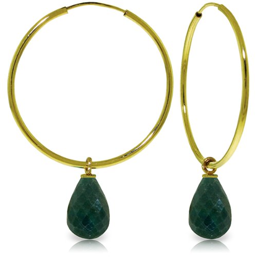 Galaxy Gold Gg 14K Solid Gold Hoop Earrings With Dangling Emeralds #TOP1