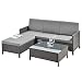 Produktbild [en.casa] Gartenmöbelset Rattan 3-TLG. Rattan-Möbel Sitzgruppe Gartenlounge Loungeset Polyrattan Dunkel-/Hellgrau