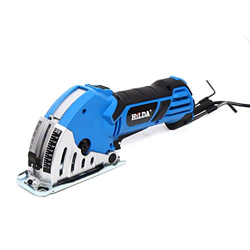 Mini Kreissäge Elektrische Handkreissäge 550W Tauchkreissäge 4200U/min Schnittstärke 0~27mm, mit 3 Sägeblätter zur Holz… – Bild 4