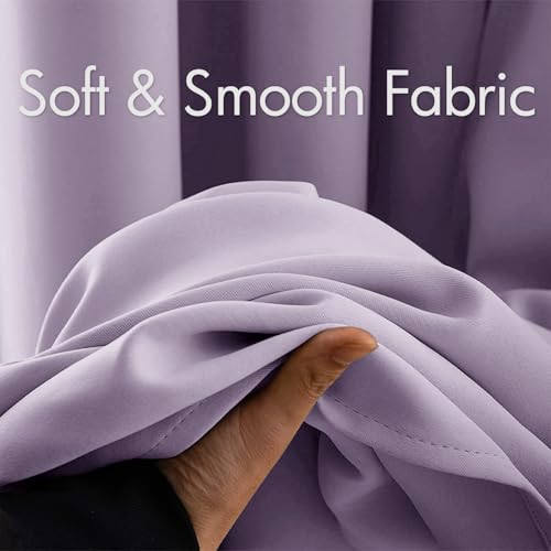 Image of MIULEE Lilac Blackout Bedroom Curtains Drapes 96 Inch Long 52 inchx96 inch | Grommet Top, Room Darkening Window Drapes, Privacy Protection, Thermal Insulated, Heat Blocking, Light Blocking
