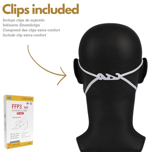 20 st. FFP3 Maske + Einsteller | 7 Schichten, CE-geprüfte, zertifizierter Schutz | Einweg - nicht Wiederverwendbar, Erwachsenengröße, ohne Ventil, einzeln Verpackt, Weiß