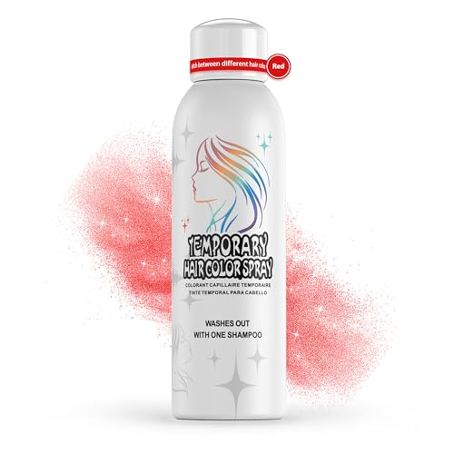 Red Temporary Hair Color Spray for Adults Kids Instant Colored Hair Dye Alternative Washable Disposable Gentle Formula Non-Sticky Party Cosplay Christmas Hallowen 150ml