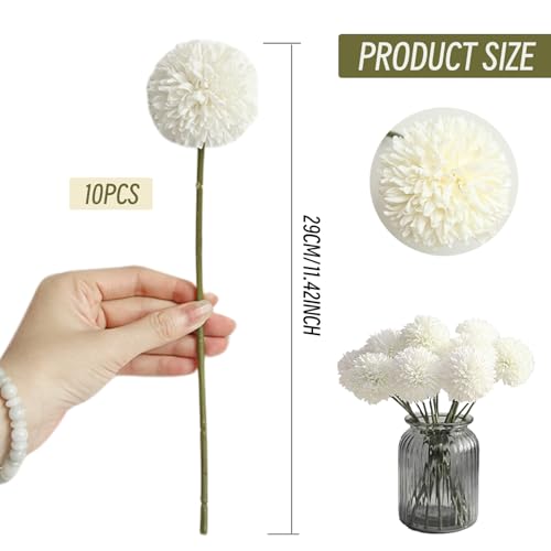 Fleurs de chrysanthème artificielles blanches fausses fleurs pour vase et décor maison
