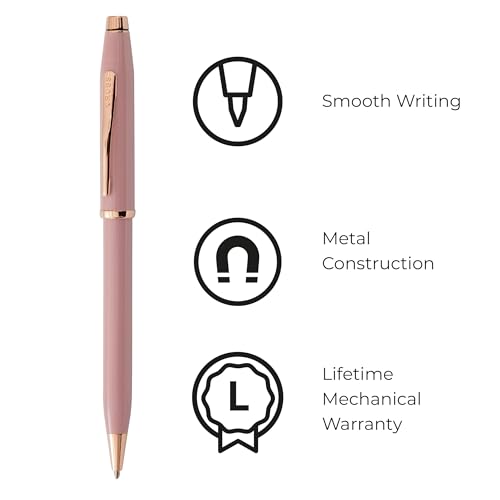 Image of Cross Century II Smoky Pink with Rose Gold Plated Appointments Refillable Ballpoint Pen - Medium Point, Black Ink, Presented in a Luxury Gift Box