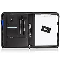 Vebon® Schreibmappe Ringbuch A4\Paris\ I Reißverschluss + Klemmbrett I Dokumentenmappe + Laptoptasche I extra Stauraum I Kunstleder I Schwarz
