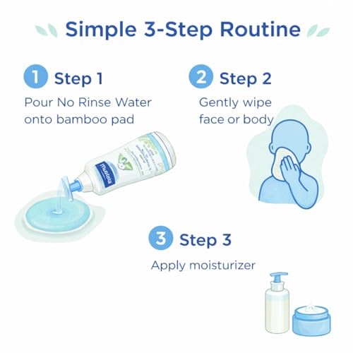 Mustela Baby Skincare Bundle – No Rinse Cleansing Water 500ml | Reusable Bamboo Baby Wipes & Washable Bamboo Cloth Pads | Gentle Newborn Care with Organic Avocado – Ideal for Sensitive Skin - Image 4